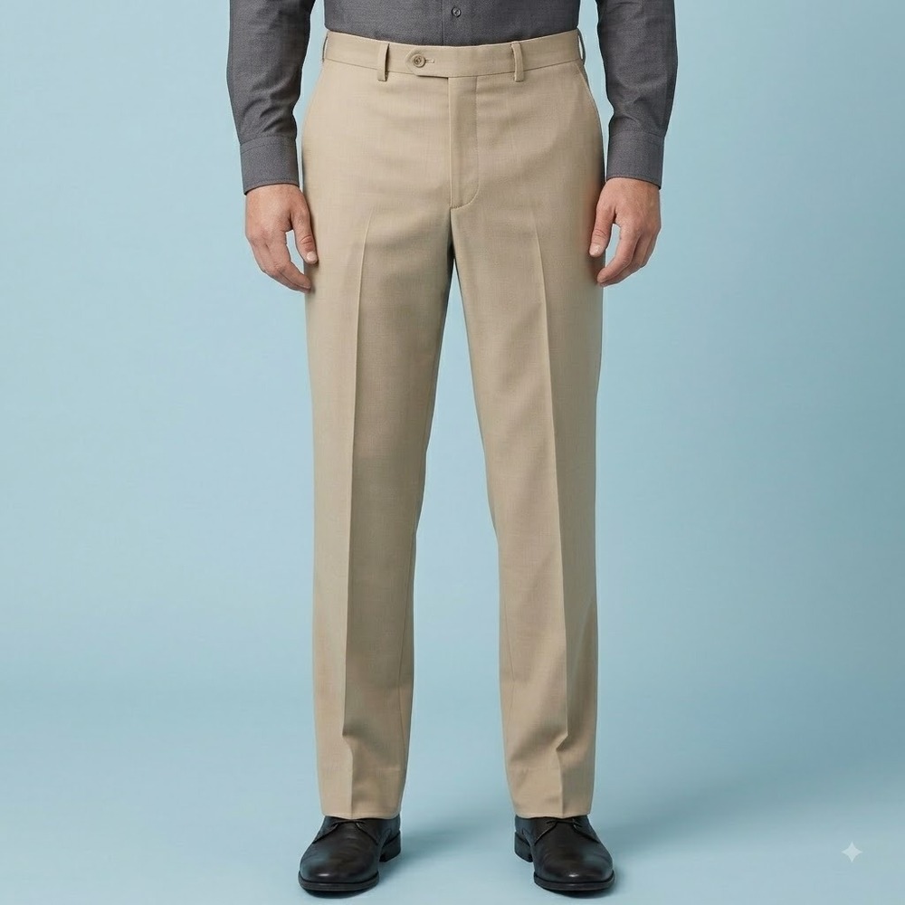 Saks Fifth Avenue Haze Pant Mens 34R Beige Wool Dress Pants Canada